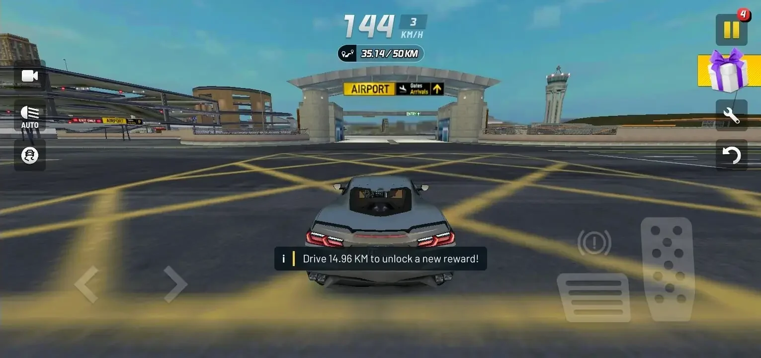 playing extreme car driving simulator mod apk and entering the airport area of the game